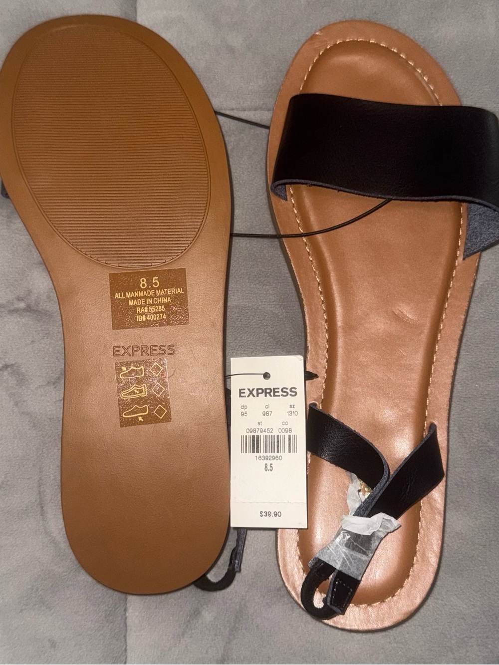 Express Black Slide Sandals with Tan Footbed